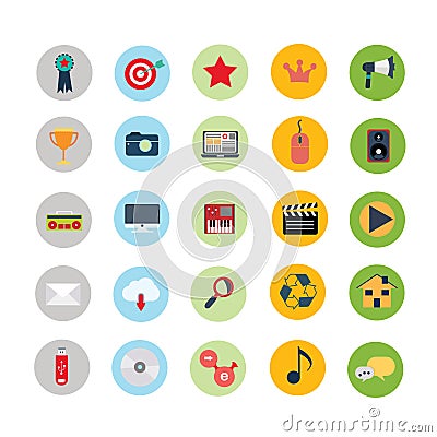 Colorful Universal icons Collection Vector Illustration