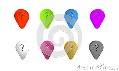 Colorful Unknown route point icon isolated on white background. Navigation, pointer, location, map, gps, direction Cartoon Illustration