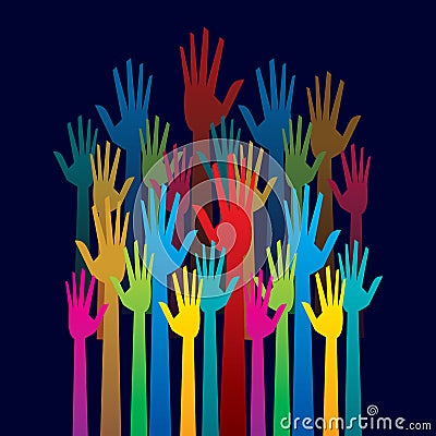 Colorful up hand, concept of democracy Vector Illustration