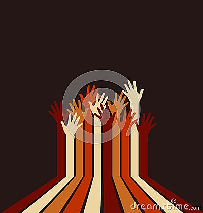 Colorful up hands logo. Vector Illustration