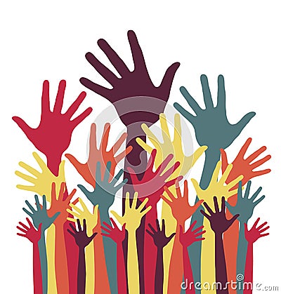 Colorful up hands logo. Vector Illustration