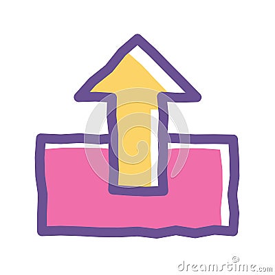 Colorful Upload Doodle Icon Vector Illustration