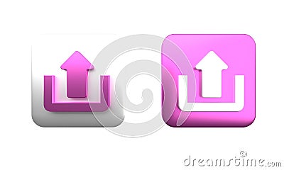 Colorful Upload icon isolated on white background. Up arrow. Square button. 3D render illustration Cartoon Illustration