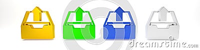 Colorful Upload inbox icon isolated on white background. Extract files from archive. Minimalism concept. 3D render Cartoon Illustration