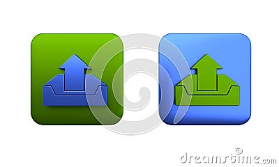 Colorful Upload inbox icon isolated on white background. Square button. 3D render illustration Cartoon Illustration
