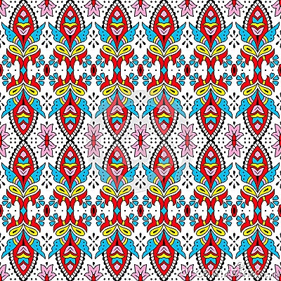 Colorful vector abstract kalamkari block pattern background design Vector Illustration