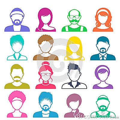 Colorful vector avatar icons Vector Illustration