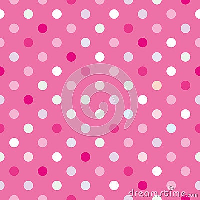 Colorful vector background with polka dots on pink background Vector Illustration