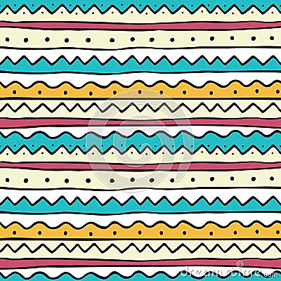 Ethnic seamless pattern in hand drawn doodle style Vector Illustration