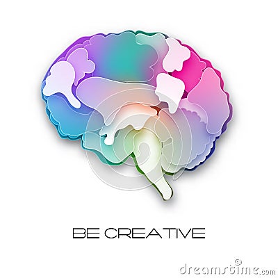 Colorful vector brain illustration, layered cut out Vector Illustration