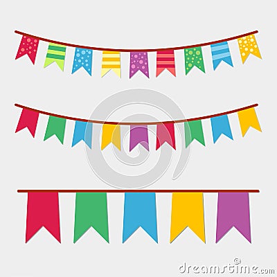Colorful vector bunting and garland set Vector Illustration