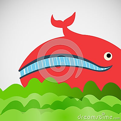 Colorful vector cheerful whale in the sea Vector Illustration