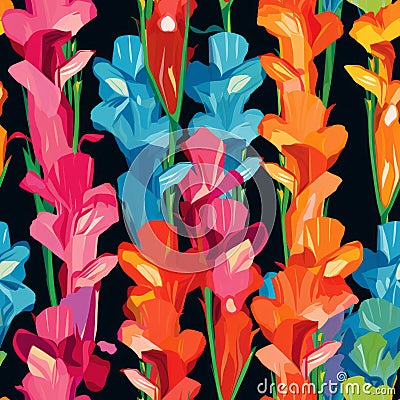 Bold And Colorful Gladiolus Arrangement In Pop Art Style Stock Photo