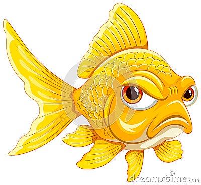 A displeased cartoon goldfish Vector Illustration