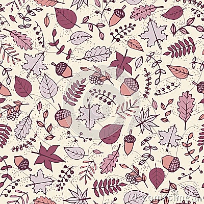 Colorful vector hand drawn pattern with autumn elements Vector Illustration