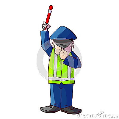 Colorful cartoon traffic police officer Vector Illustration