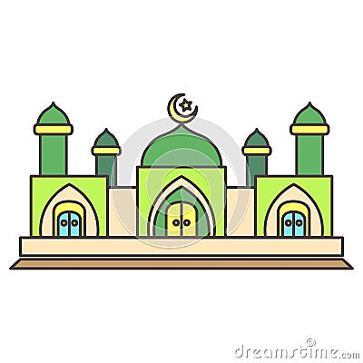 Colorful vector illustration of a mosque building, perfect for a concept icon or logo Cartoon Illustration