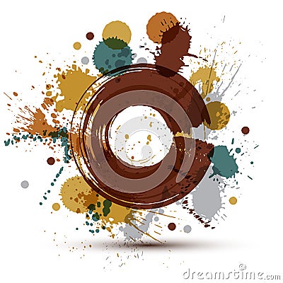 Colorful vector ink splash seamless pattern with overlap circles Vector Illustration