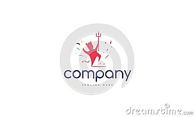 Colorful Vector logo which depicts a cheerful and perky dancing devil. Vector Illustration