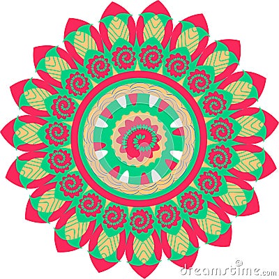 Colorful vector mandala. Vivid floral illustration for design Vector Illustration