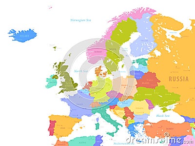 Colorful Vector map of Europe Vector Illustration