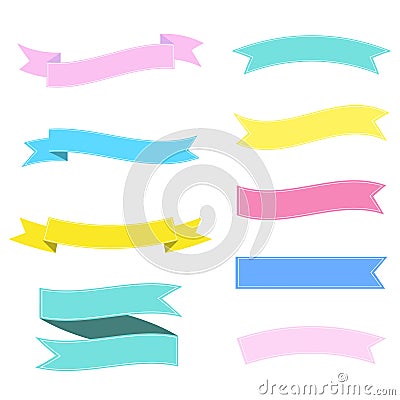 Colorful Vector Ribbon Banners in different styles Vector Illustration