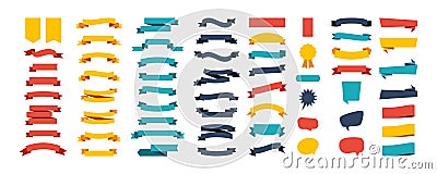 Colorful Vector Ribbon Banners. Set of Ribbons Banners with Label, Tag and Quality Badges. Banners set and colorful Ribbon, Vector Illustration