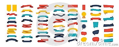 Colorful Vector Ribbon Banners. Set of Ribbons Banners with Label, Tag and Quality Badges. Banners set and colorful Ribbon, Vector Illustration