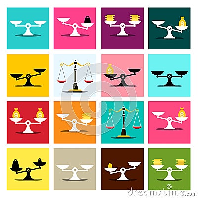 Colorful Vector Scales Icons Set Vector Illustration