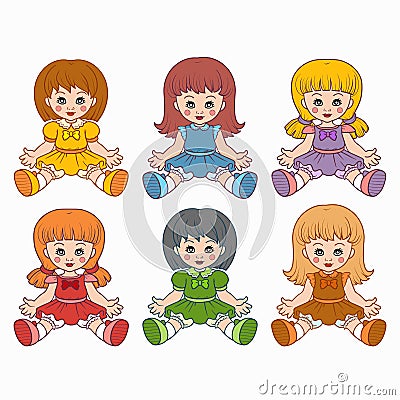 Colorful vector set with dolls for kids Vector Illustration