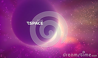 Colorful vector space background. Abstract nebula backdrop. Sun and star glowing Vector Illustration