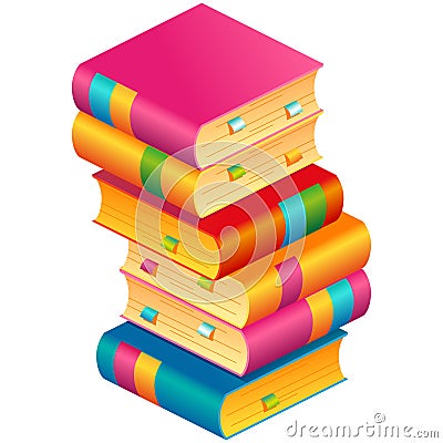 Colorful vector stack of books with bookmarks Vector Illustration