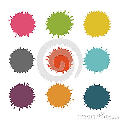 Colorful Vector Stains, Blots, Splashes Set Vector Illustration