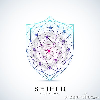 Colorful Vector Template Shield Icon. Protection Logo Icon. Creative Security Concept Design Vector Illustration