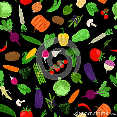 Colorful vegetables pattern Vector Illustration