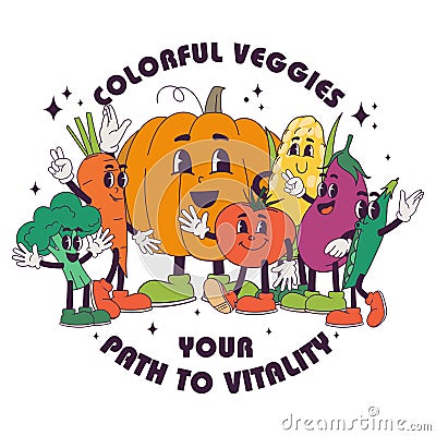 Colorful veggies your path to vitality Vector Illustration