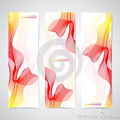 Colorful Vertical Set Of Banners smoky waves Vector Illustration