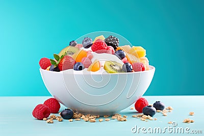 A Colorful and Vibrant Fruit Bowl with an Assortment AI Generated Cartoon Illustration