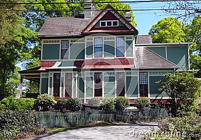 Colorful Victorian Gingerbread House Stock Photo