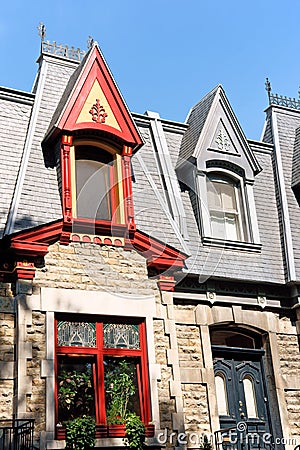 Colorful victorian houses in Montreal, Canada Stock Photo