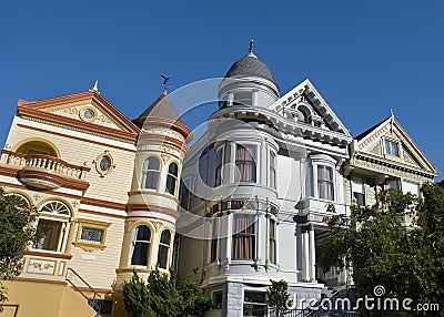 Colorful Victorian houses in San Francisco Stock Photo