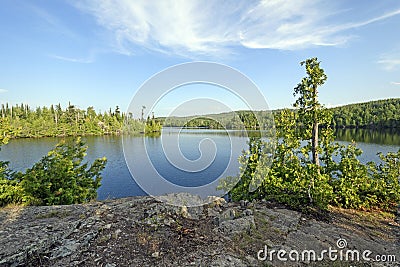 Colorful View froma Rocky Lakeshore Stock Photo