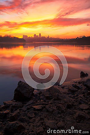 A colorful view of Kansas City, Missouri Stock Photo