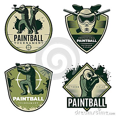 Colorful Vintage Active Leisure Emblems Set Vector Illustration