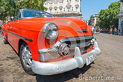 Colorful vintage american car in Havana Editorial Stock Photo