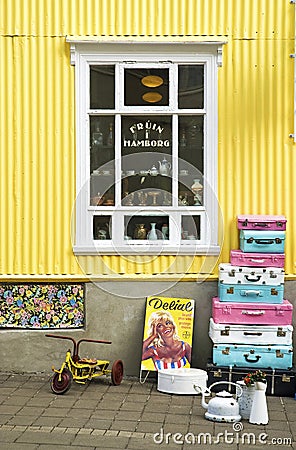 Vintage shop in akureyri iceland Editorial Stock Photo