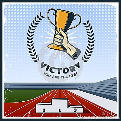 Colorful Vintage Sport Trophy Poster Vector Illustration