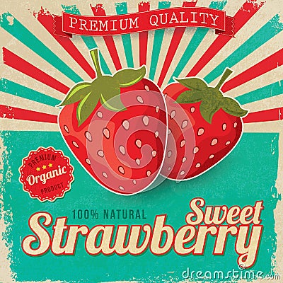 Colorful vintage Strawberry label Vector Illustration