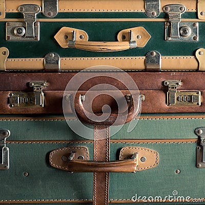 Colorful vintage suitcases Stock Photo