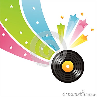 Colorful vinyl record background Vector Illustration